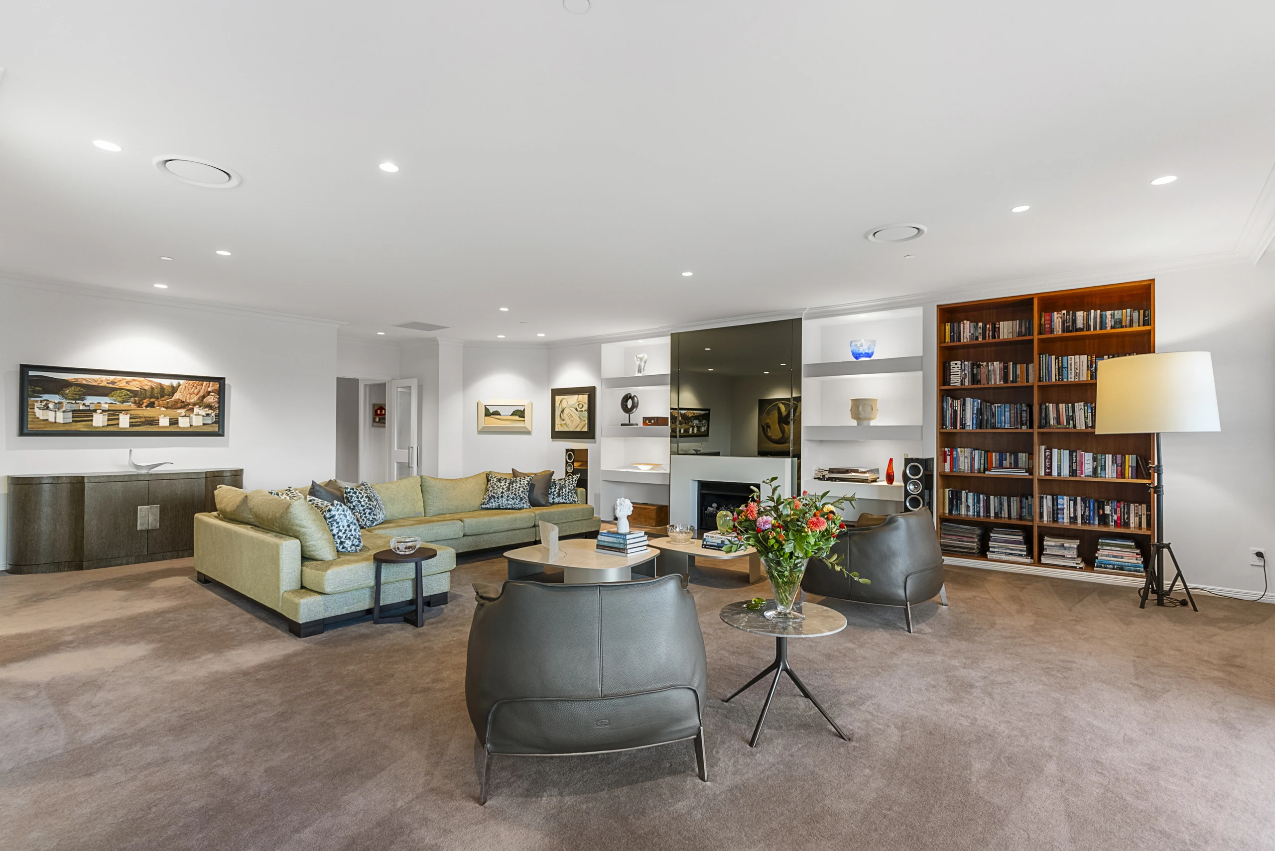 Art-filled interior and second living zone